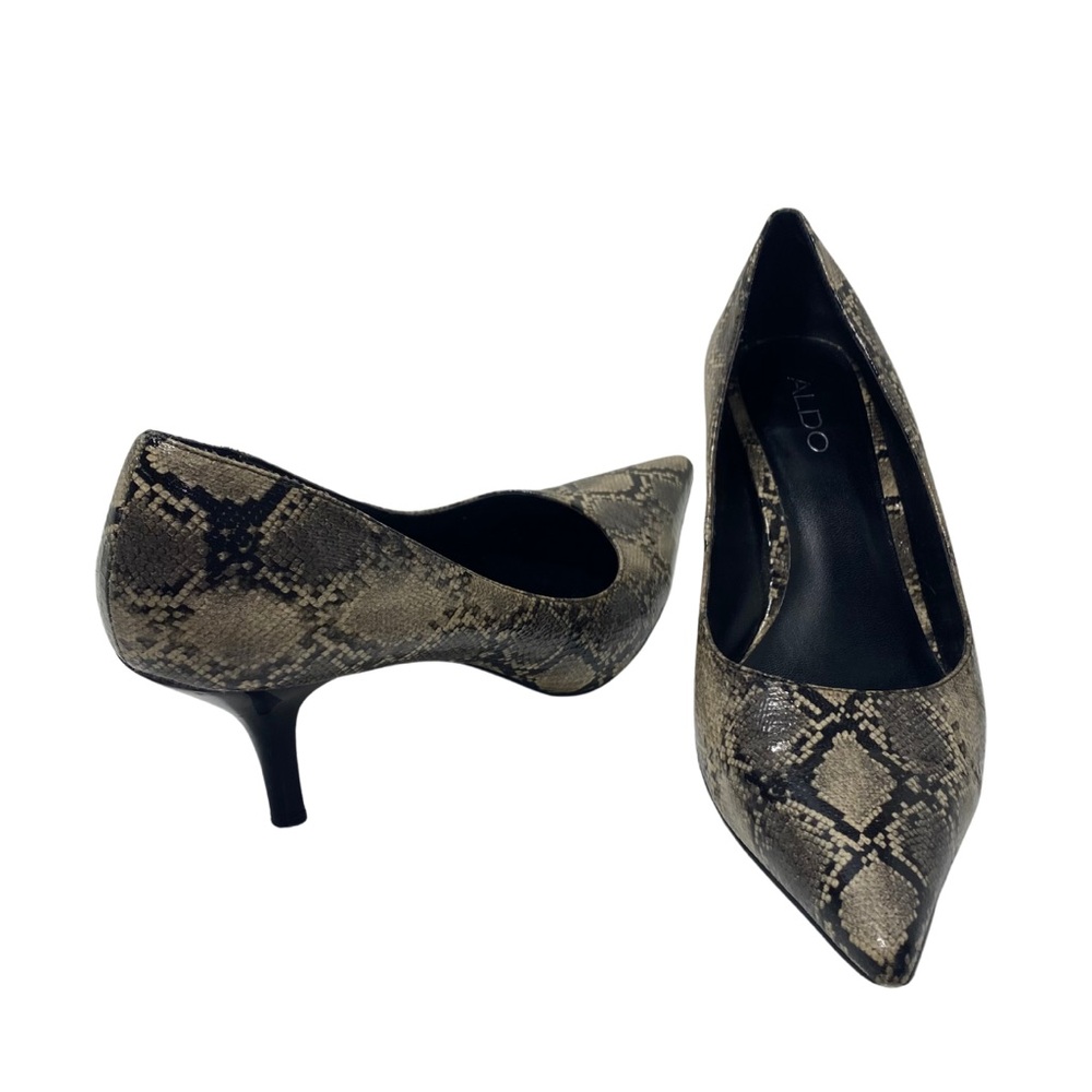 ALDO | Snakeskin Pattern Faux Leather Heels - Tan, Brown & Black Size 39